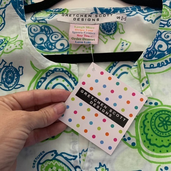 GRETCHEN‎ SCOTT Blue & Green Turtle Print Cotton Tunic Dress - NWT - Picture 10 of 13